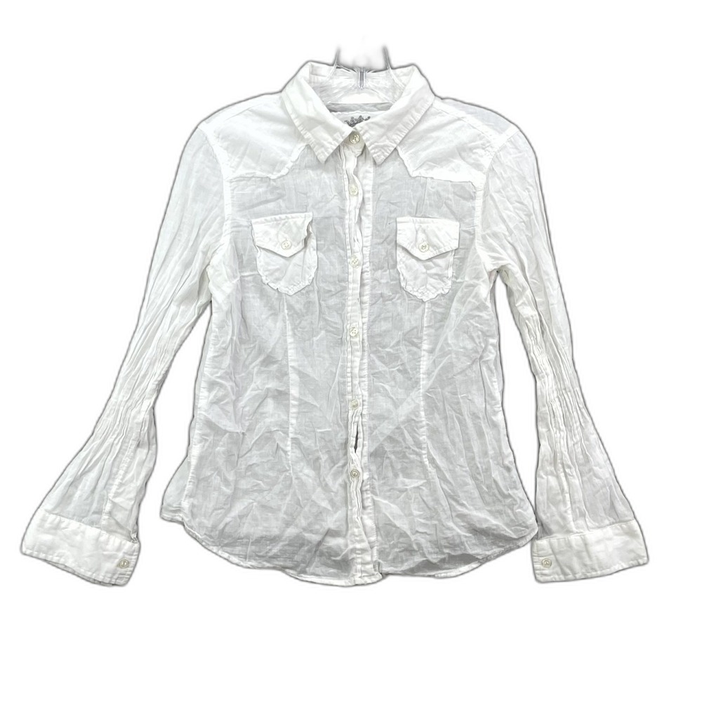 JAK Western Shirt Womens Small White Cotton Cowgirl Riding Rancher Made In USA